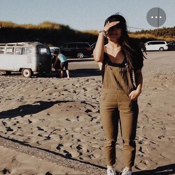 Forever 21 Olive Army, green overalls, size small - Picture 4 of 6